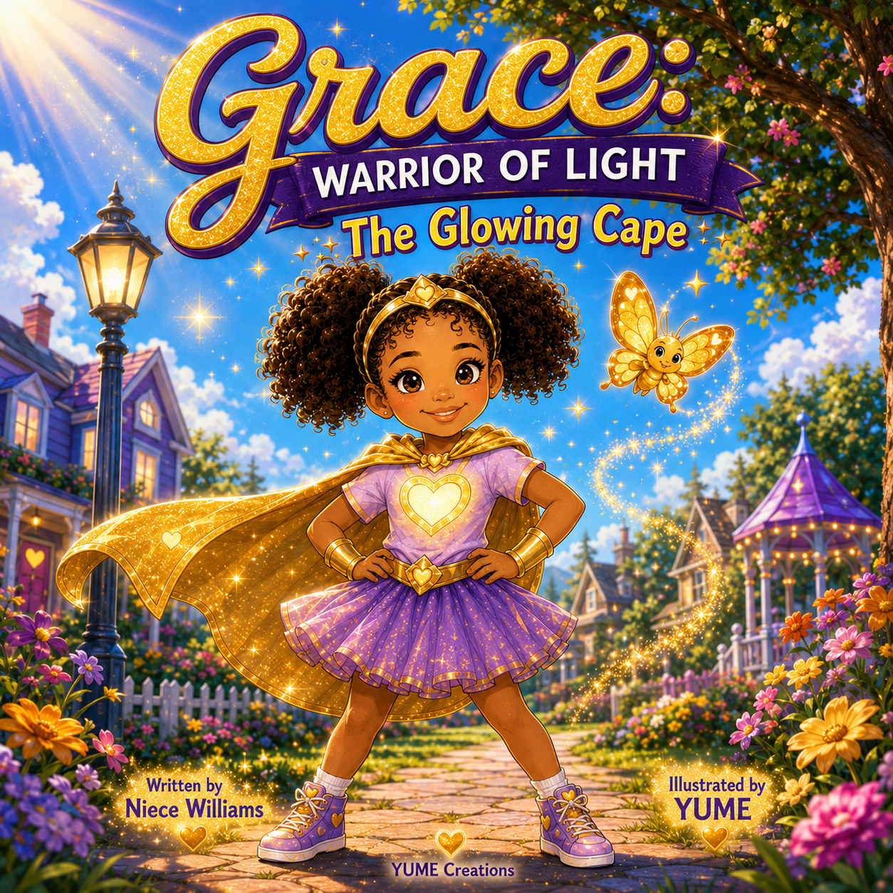 Cover of the children’s book Grace: Warrior of Light — The Glowing Cape, written by Niece Williams and illustrated by YUME